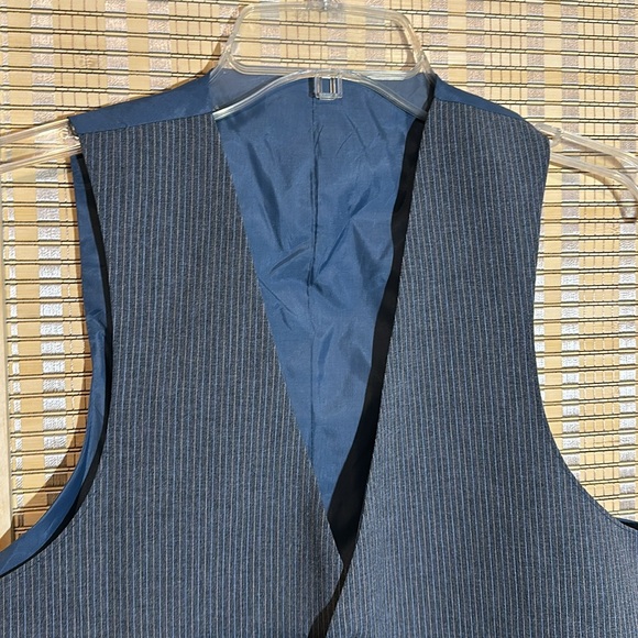 Vintage Men's Two Tone Blue Gray Pinstripe Career Suit Vest No Tags - Picture 2 of 13